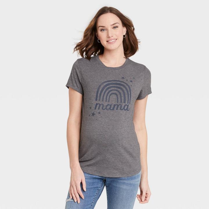 Short Sleeve Mama Graphic Maternity T-shirt - Isabel Maternity By Ingrid & Isabel Gray