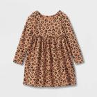 Toddler Girls' 100% Cotton Printed Long Sleeve Dress - Cat & Jack Brown