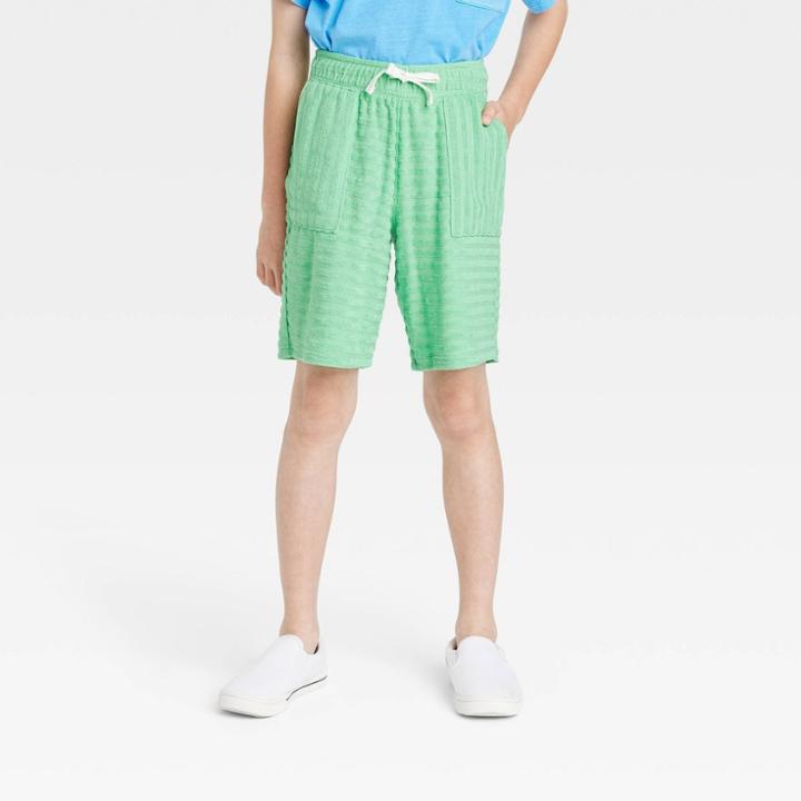 Boys' Pull-on French Terry Striped Shorts - Cat & Jack Green