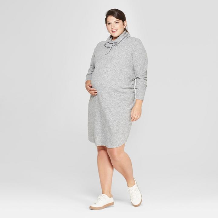 Maternity Plus Size Cowl Neck Sweatshirt Dress - Isabel Maternity By Ingrid & Isabel Heather Gray