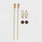Trio Gold With Fireball Stud And Mini Hoops Earring Set - Wild Fable Gold