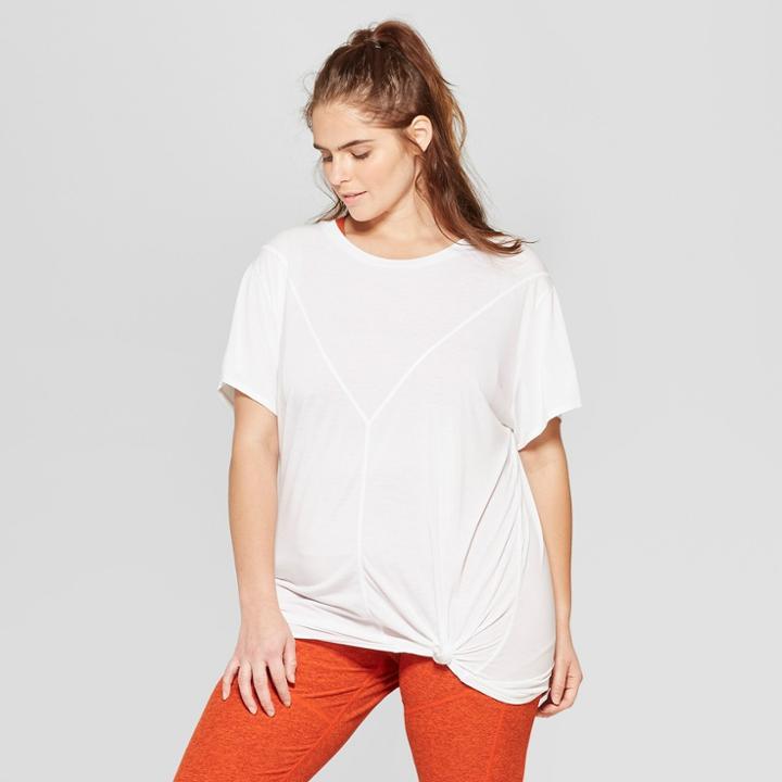Women's Plus Size T-shirt With Mesh Back Panel - Joylab White