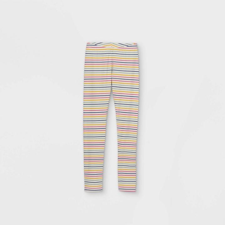 Girls' Striped Leggings - Cat & Jack Cream