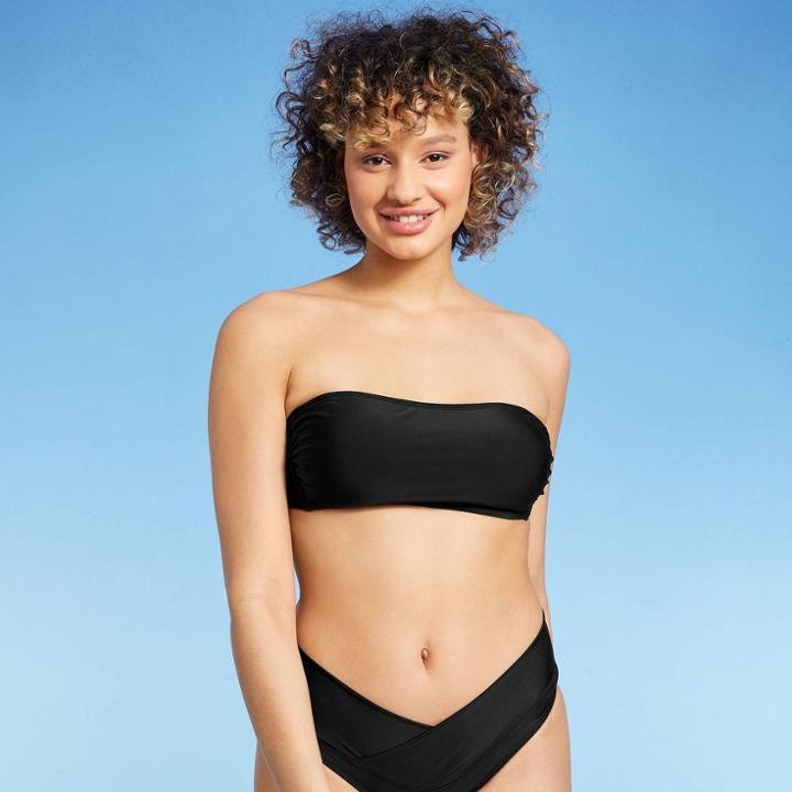 Juniors' Bandeau Bikini Top - Xhilaration Black D/dd Cup
