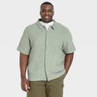 Men's Big & Tall Terry Short Sleeve Camp Button-down Shirt - Goodfellow & Co Green