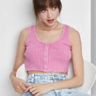 Women's Button-front Knit Tiny Tank Top - Wild Fable Pink