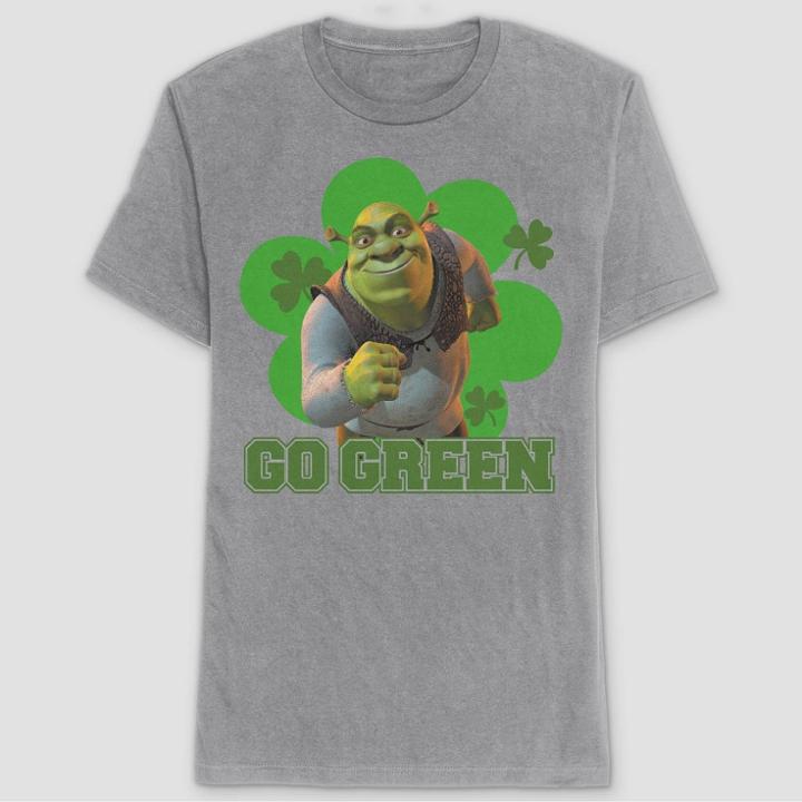 Men's Shrek Go Green Short Sleeve Graphic T-shirt - Heathered Gray