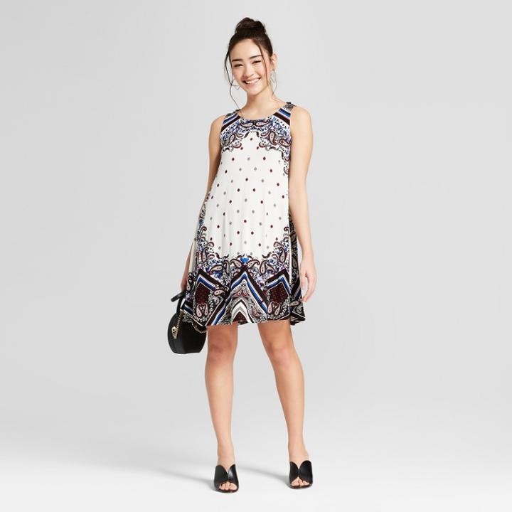 Women's Printed Crochet Back Dress - 3hearts (juniors') Cream L, Black Off-white