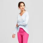 Women's V-neck Luxe Pullover - A New Day Light Blue Heather