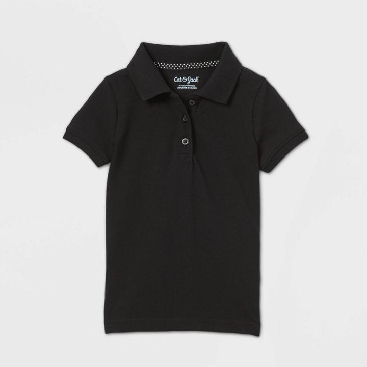 Petitetoddler Girls' Short Sleeve Stretch Pique Uniform Polo Shirt - Cat & Jack Black