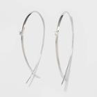 Sterling Polished With Cubic Zirconia Threader Earrings - A New Day Silver, Women's