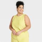 Women's Plus Size Terry Tank Top - A New Day Yellow