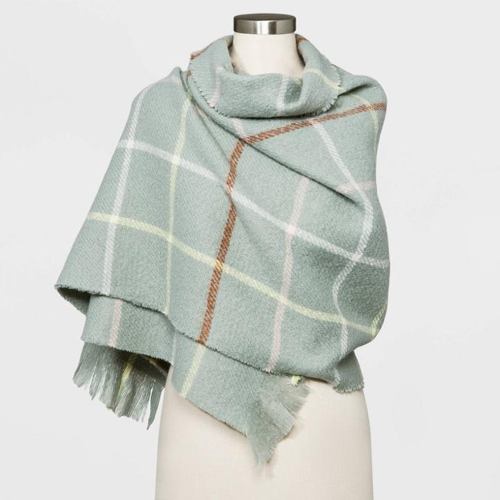 Women's Plaid Ground Window Pane Scarf - A New Day