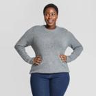 Women's Plus Size Crewneck Pullover Sweater - Ava & Viv Gray X