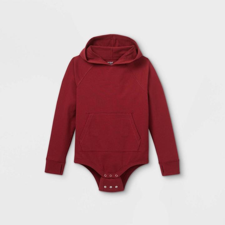 Boys' Adaptive Hooded Adjustable Bodysuit - Cat & Jack Burgundy