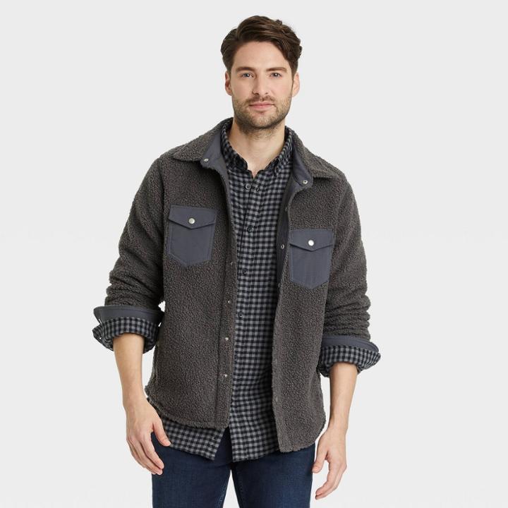 Men's Sherpa Family Shirt Jacket - Goodfellow & Co Gray