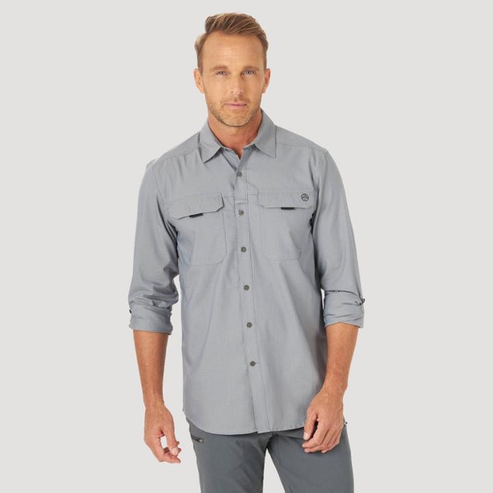 Wrangler Men's Atg Long Sleeve Button-down Shirt - Iron Gray