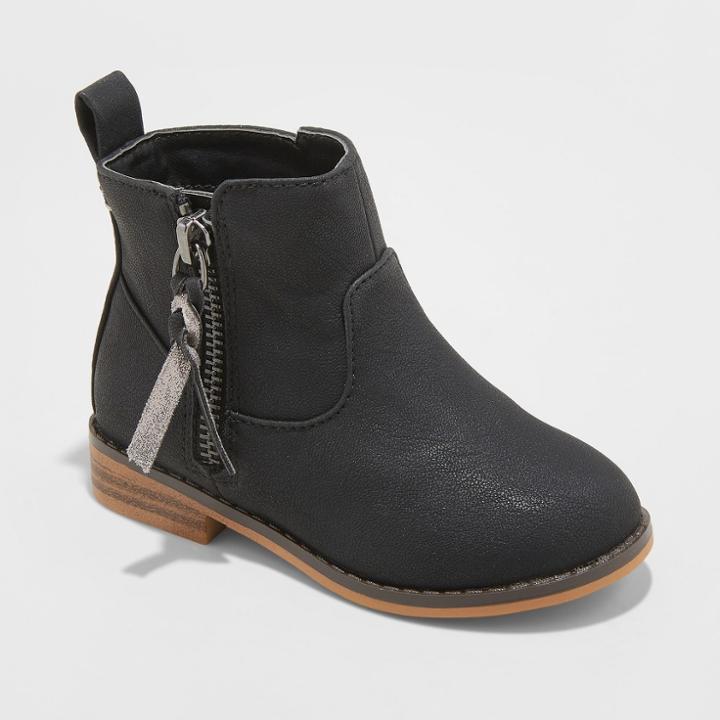 Toddler Girls' Valley Zipper Ankle Fashion Boots - Cat & Jack Black