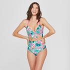 Women's Shore Light Lift Halter Tie Front Ribbed One Piece - Shade & Shore Purple