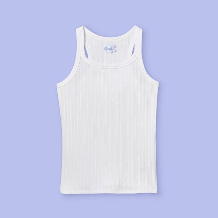 Girls' Rib Tank Top - More Than Magic White
