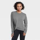 Women's Super Soft Twist-front Crewneck Pullover Sweatshirt - All In Motion Charcoal Gray