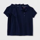 Girls' 3pc Short Sleeve Pique Uniform Polo Shirt - Cat & Jack Navy (blue)