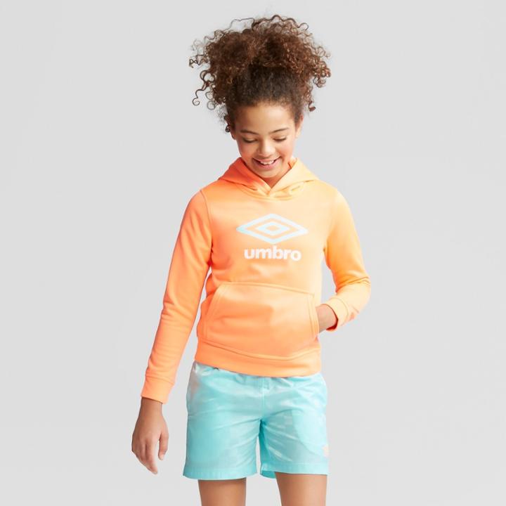 Umbro Girls' Fleece Logo Pullover Hoodie - Coral (pink)
