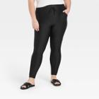 Women's Plus Drawstring High-waist Lounge Leggings - A New Day Black