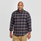 Mens Tall Standard Fit Long Sleeve 2-pocket Flannel Button-down Shirt - Goodfellow & Co Navy