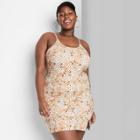 Women's Plus Size Sleeveless Scoop Neck Bodycon Dress - Wild Fable Brown Clay Floral