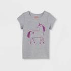 Toddler Girls' Adaptive Unicorn Short Sleeve Graphic T-shirt - Cat & Jack Heather Gray