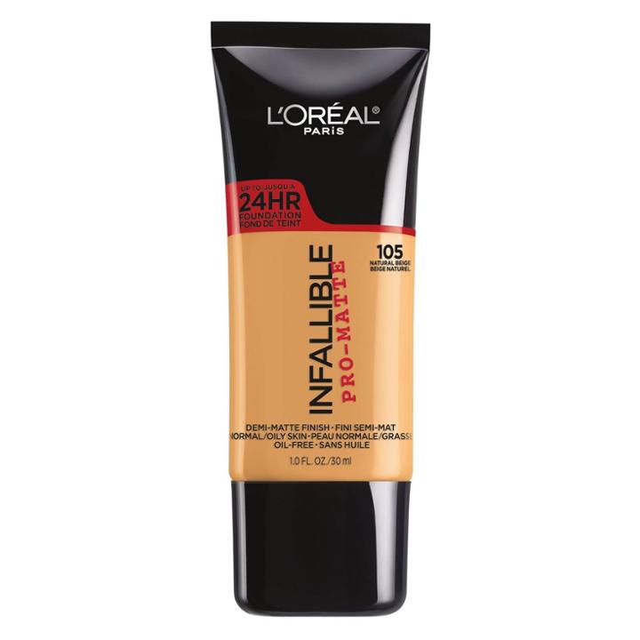 L'oreal Paris Infallible Pro-matte Foundation 105 Natural Beige 1 Fl Oz, Adult Unisex, Natural Beige