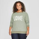 Women's Plus Size Love Graphic Sweatshirt - Grayson Threads (juniors') Olive Green