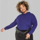 Women's Plus Size Puff Long Sleeve Drop Shoulder Hoodie - Wild Fable Purple