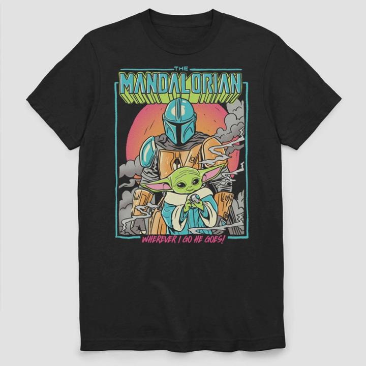 Men's Star Wars Mandalorian He Goes Short Sleeve Graphic T-shirt - Black