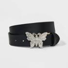 Women's Rhinestone Butterfly Center Belt - Wild Fable Black
