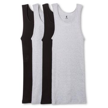 Hanes Men's 4pk Tanks With Fresh Iq - Black/gray
