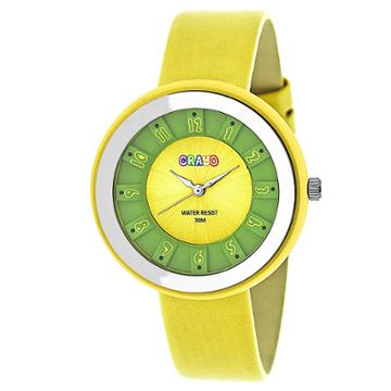 Crayo Celebration Women's Leatherette Strap Watch - Yellow