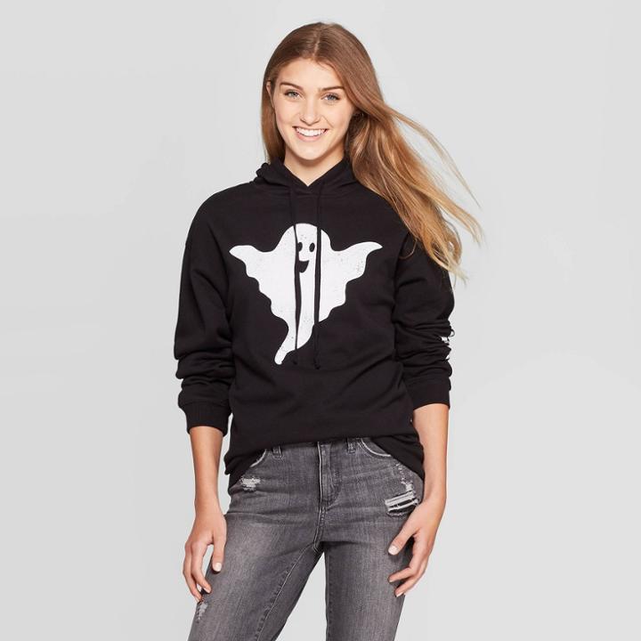 Modern Lux Women's Boo Ghost Pullover Sweater (juniors') - Black