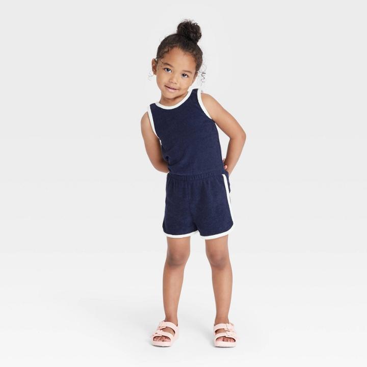 Toddler Girls' Romper - Cat & Jack Navy