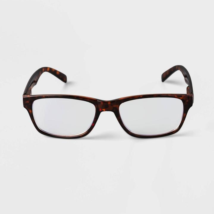 Men's Tortoise Print Rectangle Blue Light Filtering Glasses - Goodfellow & Co Brown
