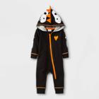 Baby Boys' Dino Skeleton French Terry Hooded Romper - Cat & Jack Black Newborn