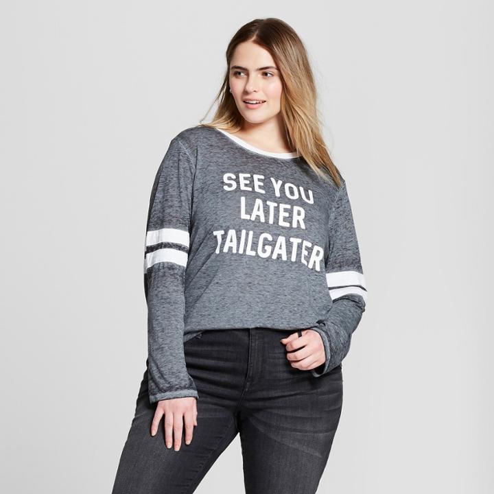 Modern Lux Women's Plus Size See You Later Tailgater Long Sleeve Graphic T-shirt (juniors') - Modern