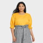 Women's Plus Size Puff Elbow Sleeve Blouse - Who What Wear Yellow