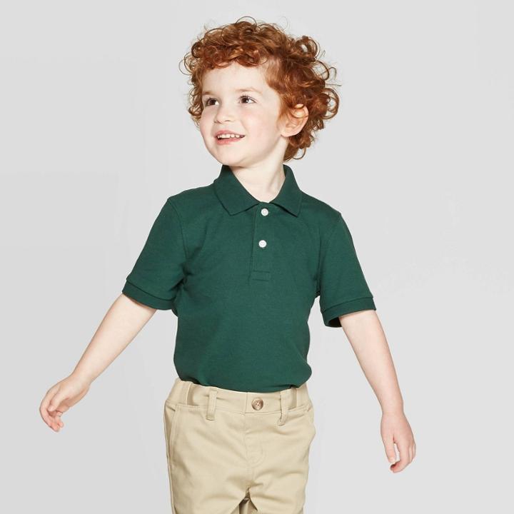 Toddler Boys' Short Sleeve Pique Uniform Polo Shirt - Cat & Jack Jungle Gym Green