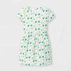 Girls' Printed Short Sleeve Knit Dress - Cat & Jack White