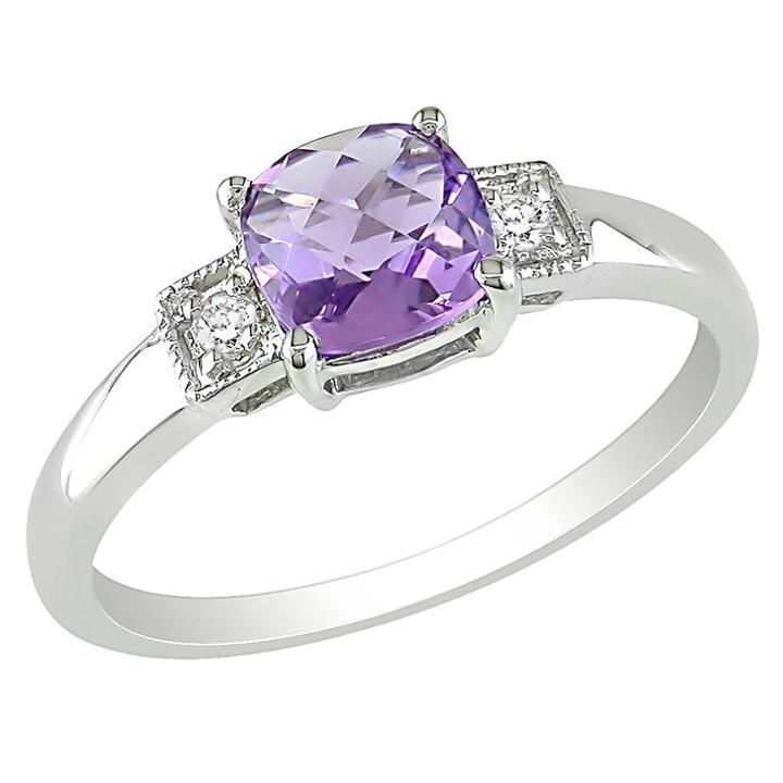 Target 4/5 Ct. T.w. Amethyst And Diamond Accent Ring In Sterling Silver - Violet, Size: 7.0, Silver White Purple