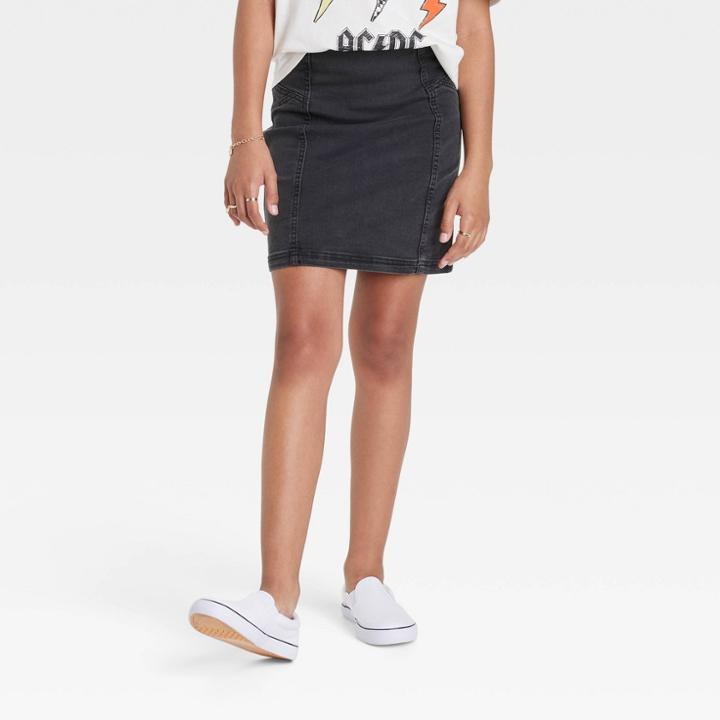 Girls' Side Seam Denim Skirt - Art Class Black Wash