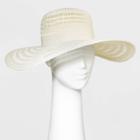 Women's Open Weave Wide Brim Straw Hat - A New Day Off White