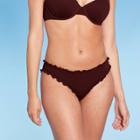 Women's Pique Textured Ruffle Cheeky Bikini Bottom - Shade & Shore Cinnamon